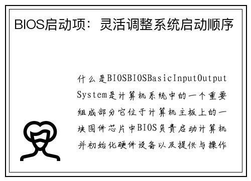 BIOS启动项：灵活调整系统启动顺序